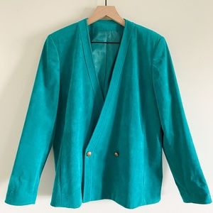 Vintage Teal Blazer and Skirt Set